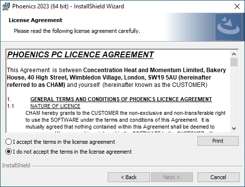 PHOENICS license agreement