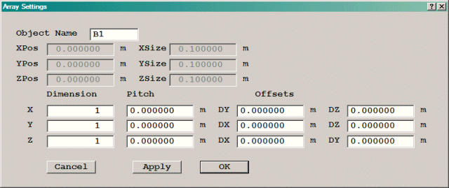 Image: Array Objects Dialog